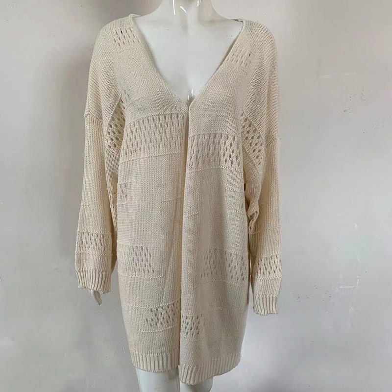 SM-K0081 Einfarbiger Cardigan-Pullover mit V-Ausschnitt und Ausschnitten SM-K0081 Einfarbiger Cardigan-Pullover mit V-Ausschnitt und Ausschnitten