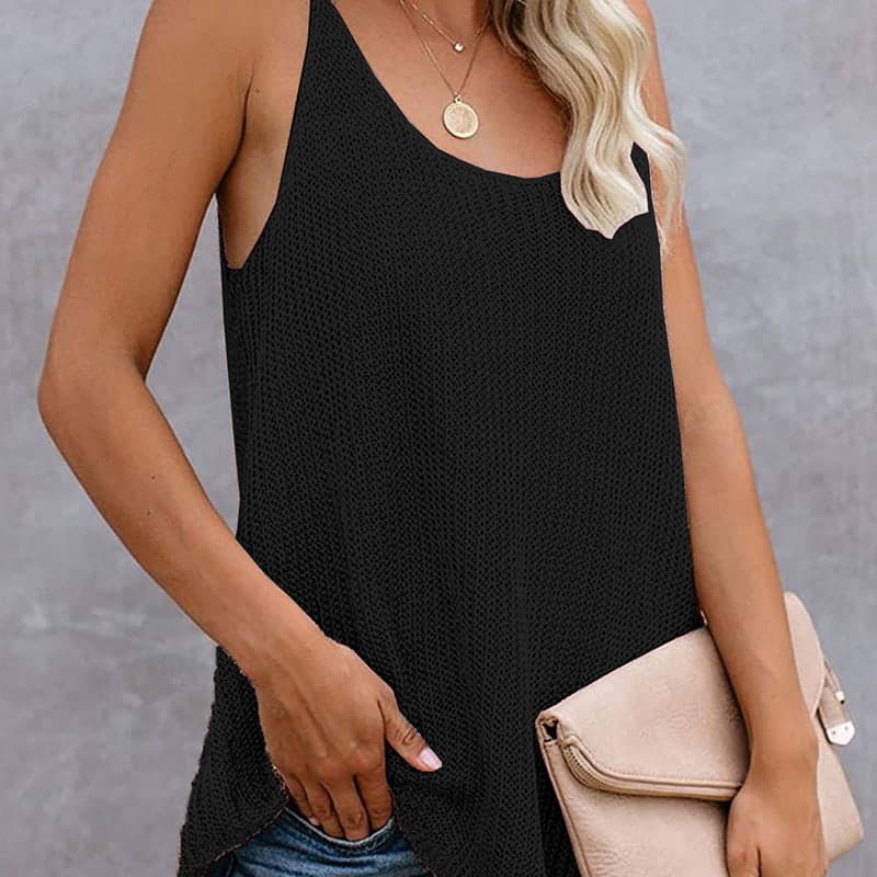 SM-K0065 Dünne und lockere Strickweste mit U-Ausschnitt SM-K0065 Dünne und lockere Strickweste mit U-Ausschnitt