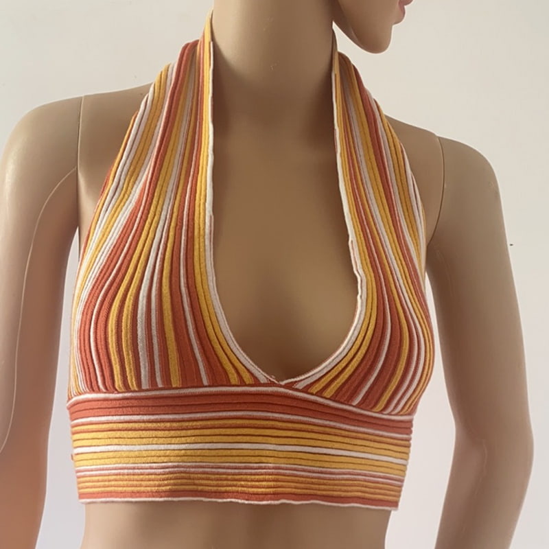 SM-K0107 Strickweste mit farbigem Streifenausschnitt SM-K0107 Strickweste mit farbigem Streifenausschnitt