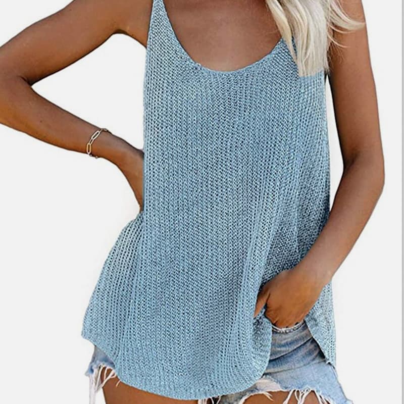 SM-K0065 Dünne und lockere Strickweste mit U-Ausschnitt SM-K0065 Dünne und lockere Strickweste mit U-Ausschnitt