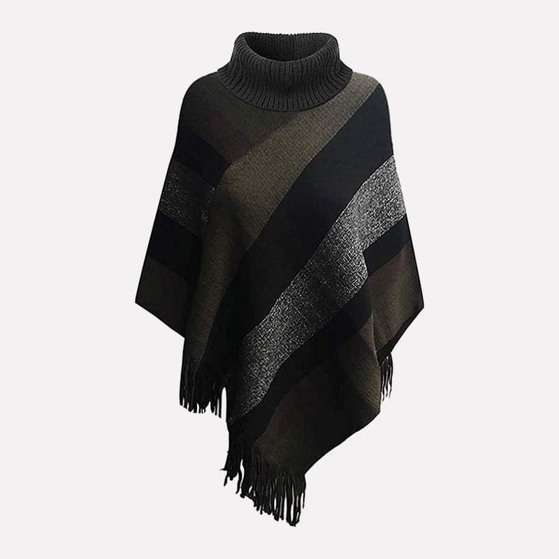 SM-K0093 Lockerer Pullover, gestreifter Strick-Cape-Pullover, Strickpullover SM-K0093 Lockerer Pullover, gestreifter Strick-Cape-Pullover, Strickpullover