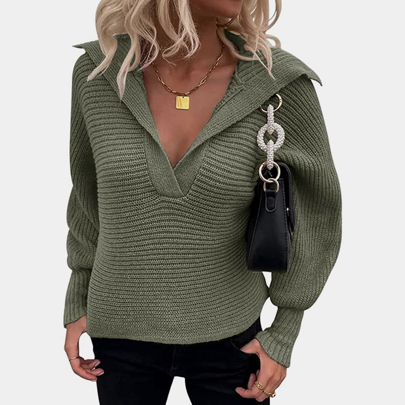 SM-K0075 V-Ausschnitt Laterne Langarm Loose Solid Strickpullover SM-K0075 V-Ausschnitt Laterne Langarm Loose Solid Strickpullover