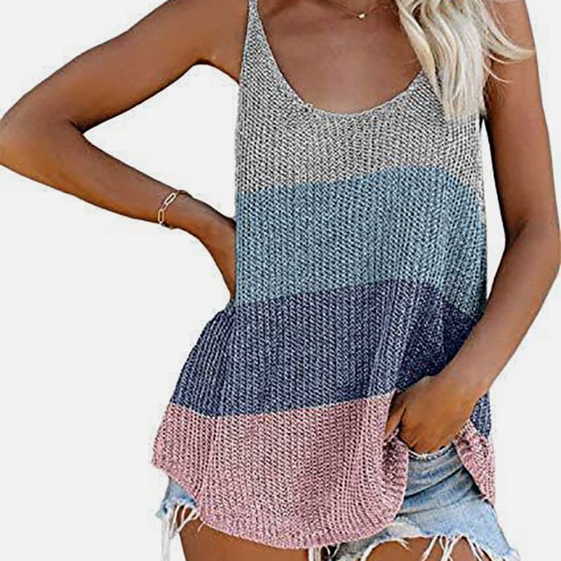 SM-K0065 Dünne und lockere Strickweste mit U-Ausschnitt SM-K0065 Dünne und lockere Strickweste mit U-Ausschnitt