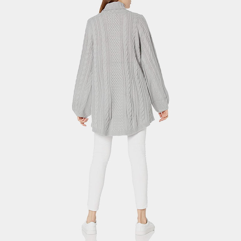 SM-K0053 Strickpullover mit hohem Kragen und lockeren Laternenärmeln SM-K0053 Strickpullover mit hohem Kragen und lockeren Laternenärmeln